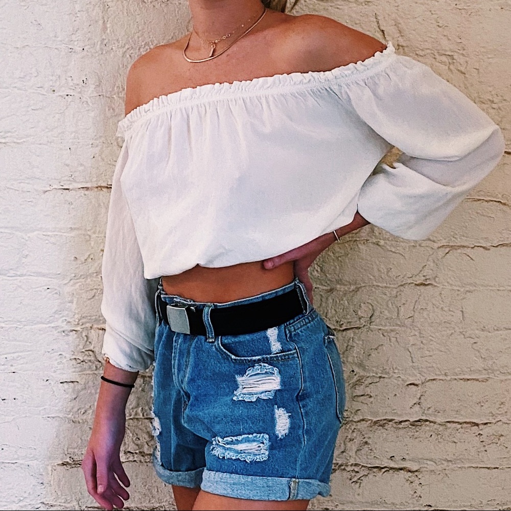Brandy Melville white off the shoulder crop top